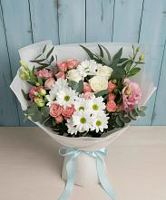 Букет цветов из:  Розы, Лизиантусы и Хризантемы в Приволжье