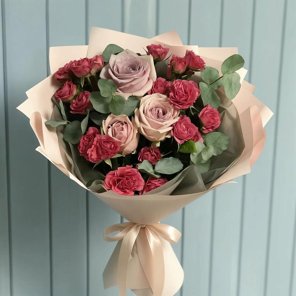Букет цветов из: Гвоздики и Розы в Приволжье