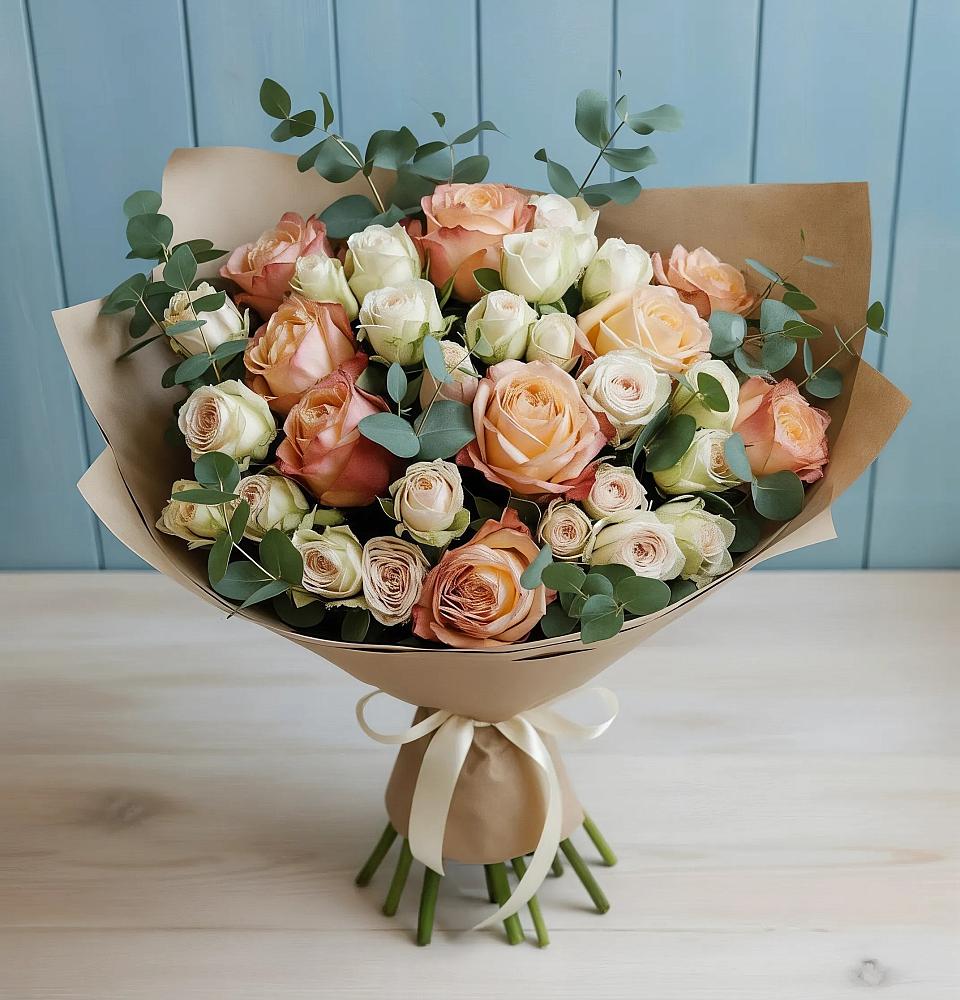 Букет цветов из: Альстромерии и Розы в Приволжье