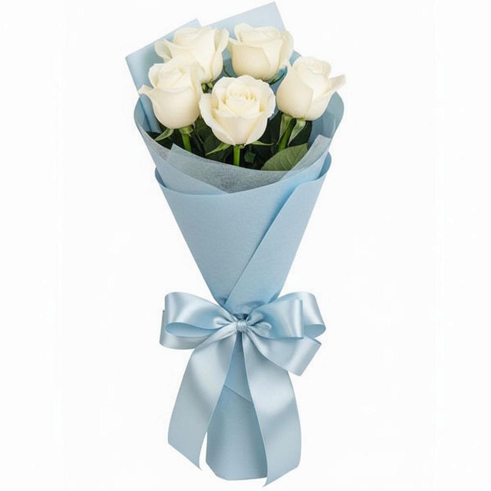 Букет 5 Белых роз Проуд в Приволжье