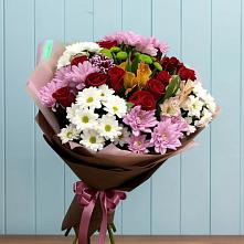 Букет цветов из:  Розы, Хризантемы и Альстромерии #REPLACE_PRED# Приволжье