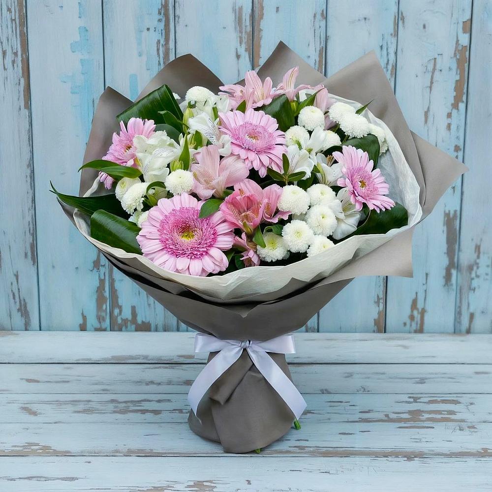 Букет цветов из: Герберы, Альстромерии и Хризантемы в Приволжье