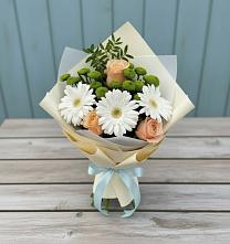 Букет цветов из:  Герберы, Розы и Хризантемы в Приволжье