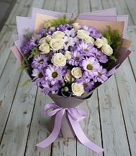 Букет цветов из:  Хризантемы и Розы #REPLACE_PRED# Приволжье